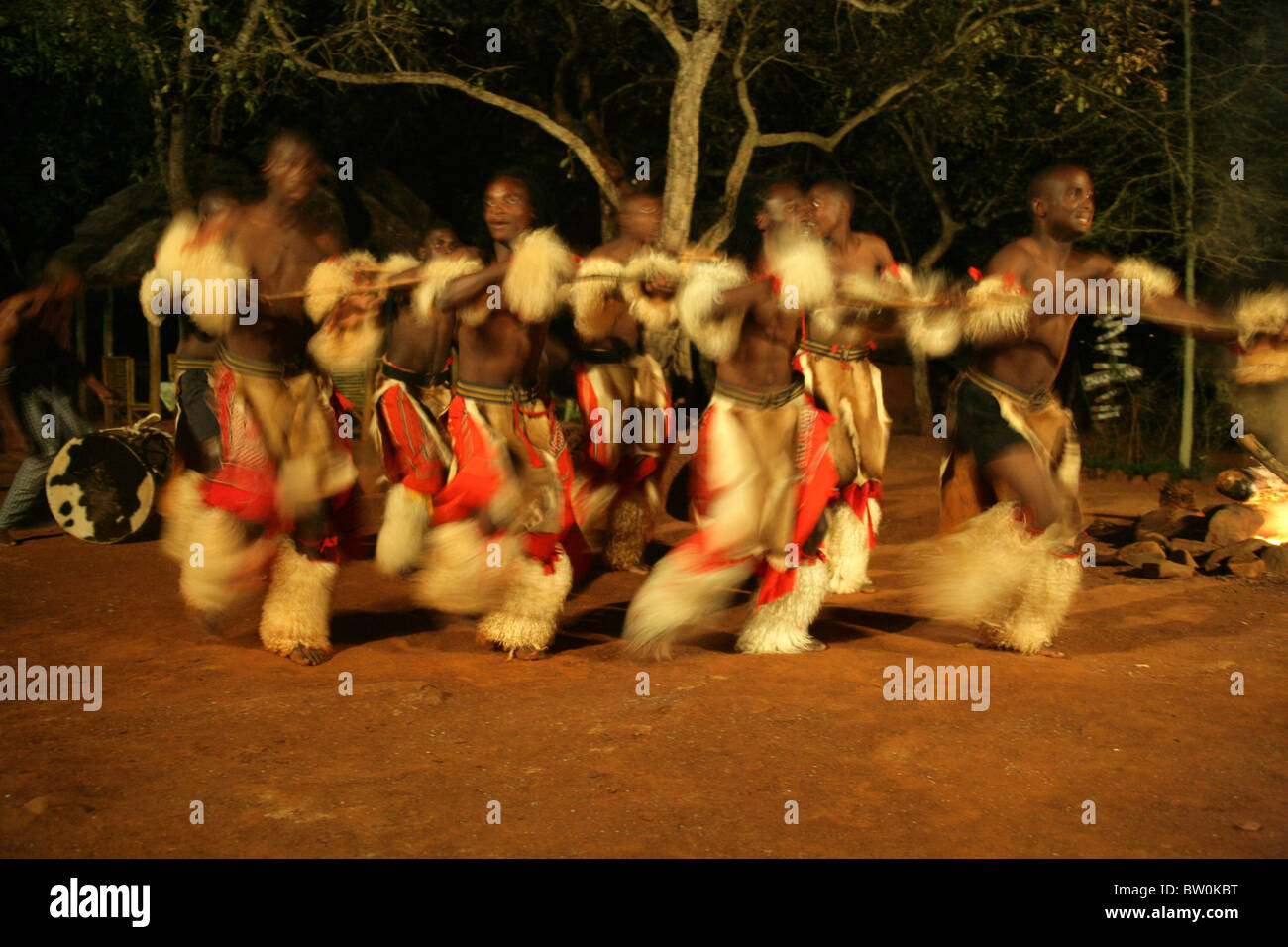 Tribal Performance Dancers, Shangana Cultural Village, Hazyview, Mpumalanga, South Africa Stock Photo