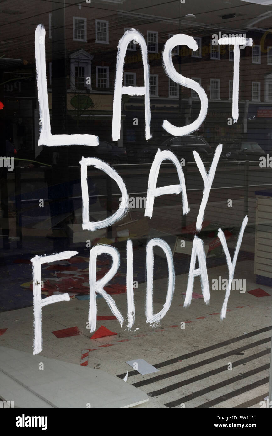 Last Day Friday notice for now closed Card Warehouse business in ...