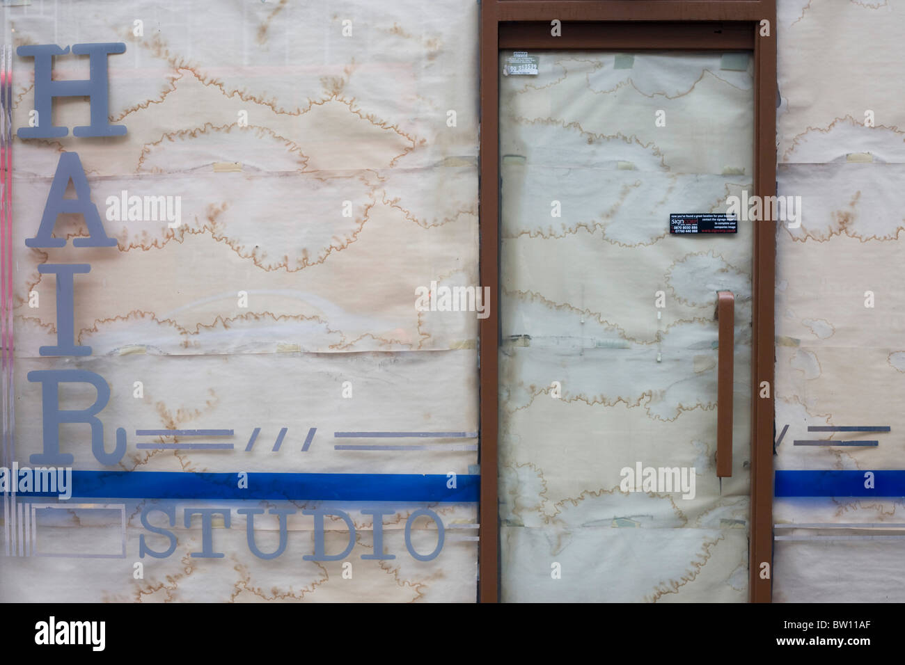 A closed Hair salon studio in Bloomsbury London, a victim of the UK