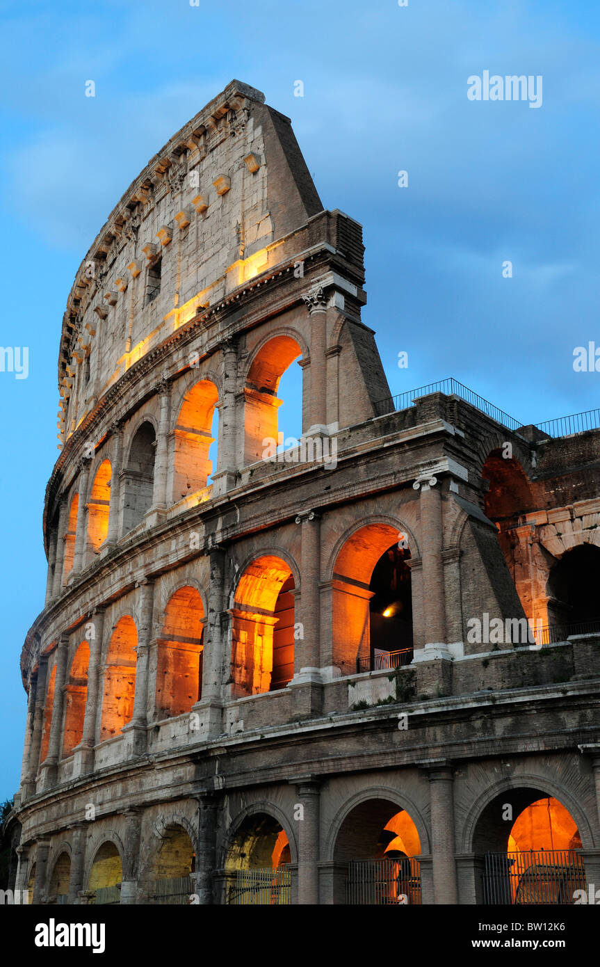 Colosseum at night, cross section showing all four levels Stock Photo ...