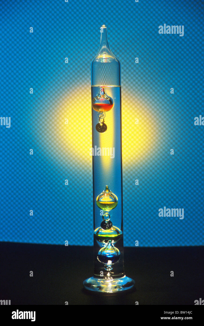 Galileo glass thermometer science float heat pressure craft physics Stock Photo Alamy