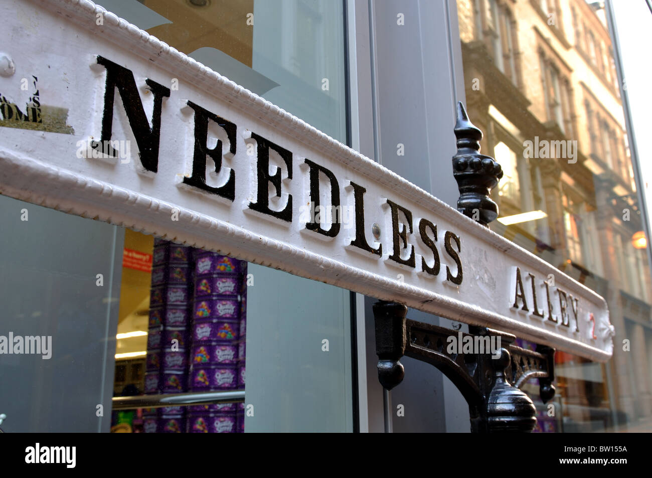 Needless Signs Needless Alley sign, Birmingham city centre, UK Stock Photo - Alamy