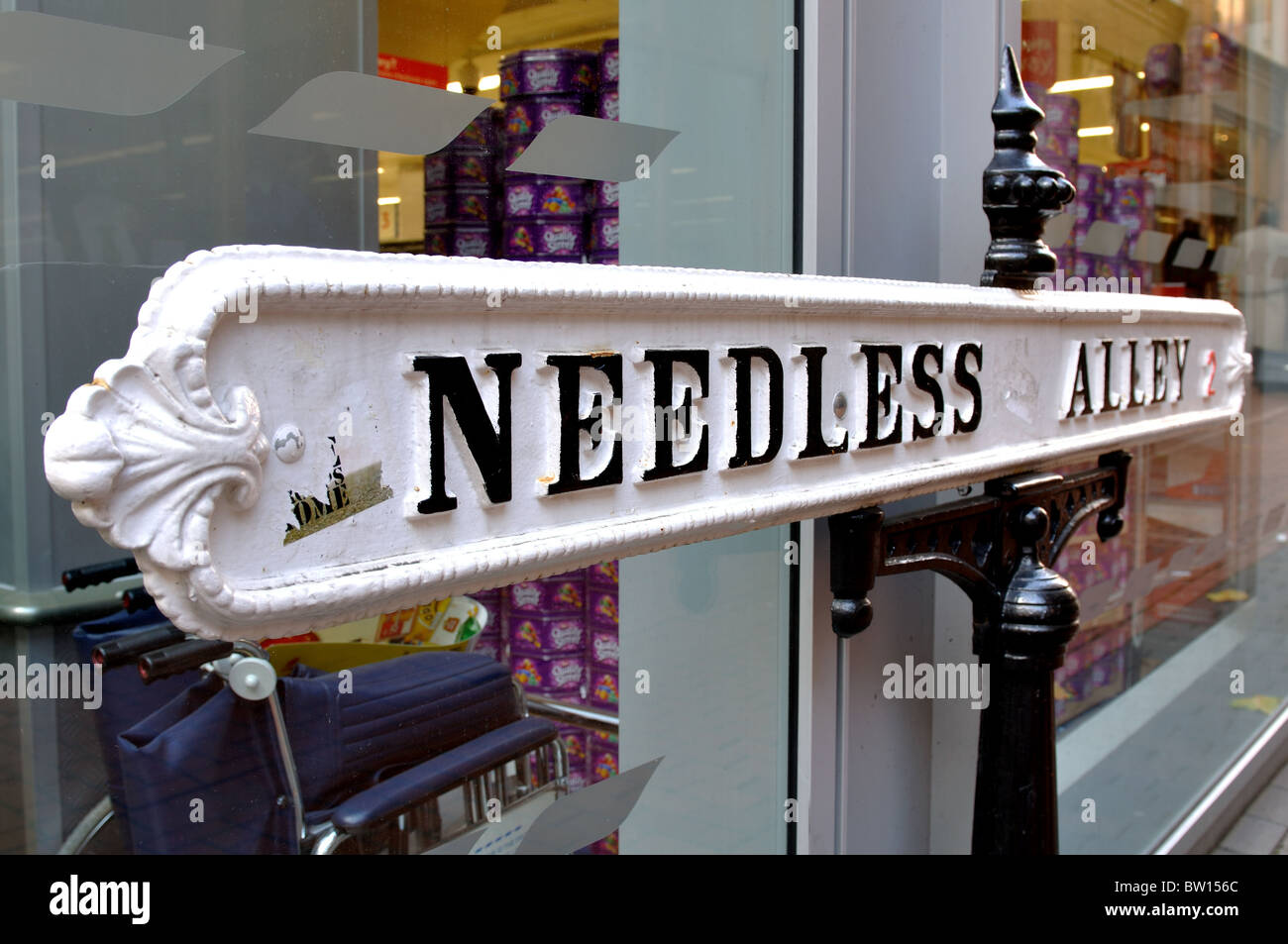 Needless Signs Needless Alley sign, Birmingham city centre, UK Stock Photo - Alamy