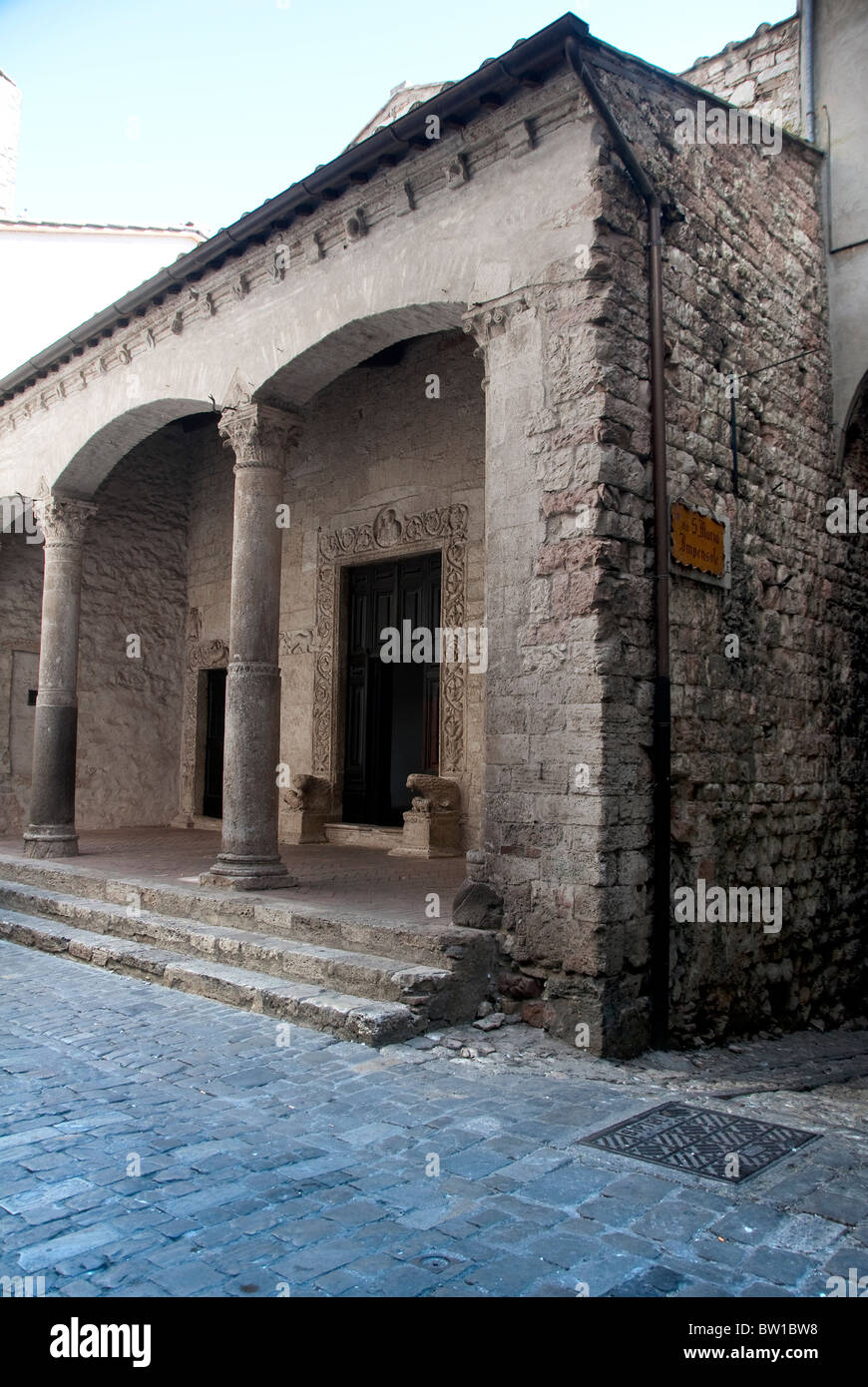 Facade of the 8th century Chiesa (Church) di Santa Maria Impensole, Narni, Umbria Stock Photo