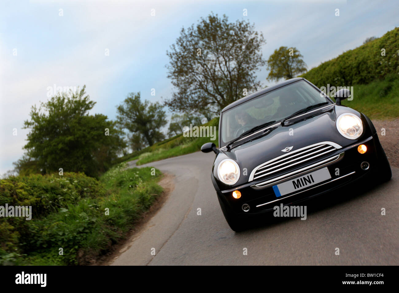 2005, black Mini Cooper Hatch car Stock Photo