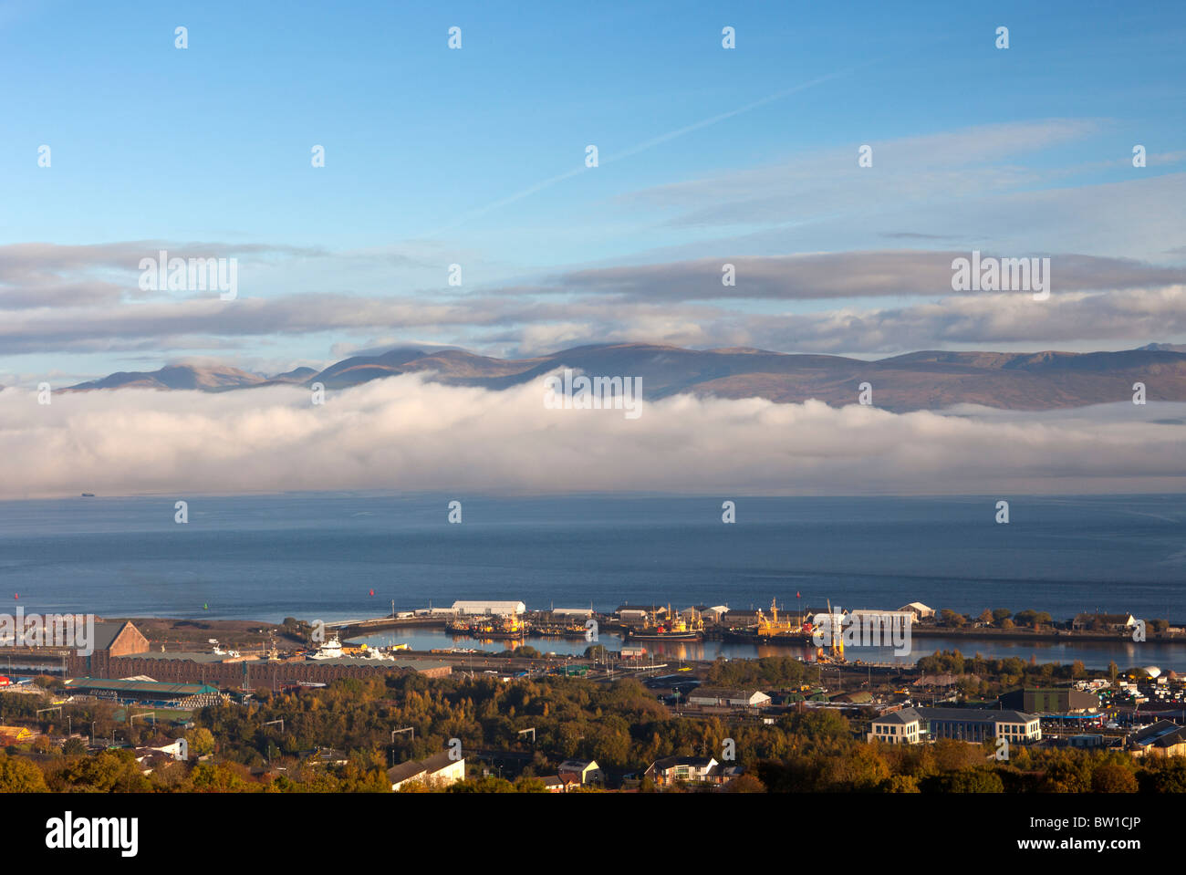 View of the greenock docklands Stock Photo
