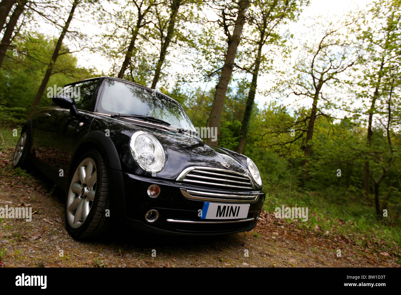 2005, black Mini Cooper Hatch car Stock Photo