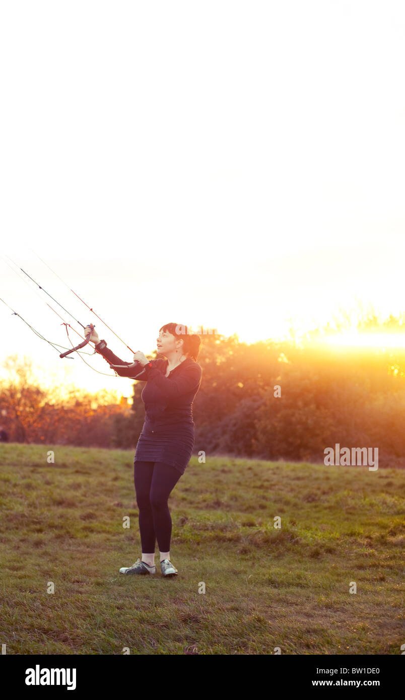 Kite flyer, Hampstead Heath, London, England, UK Stock Photo Alamy