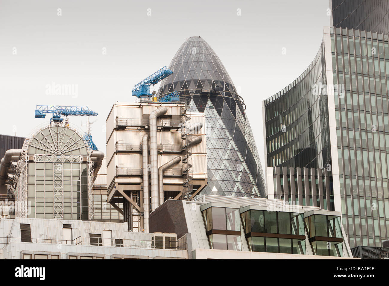 The London City skyline including the Swiss Re Tower, London, UK Stock ...