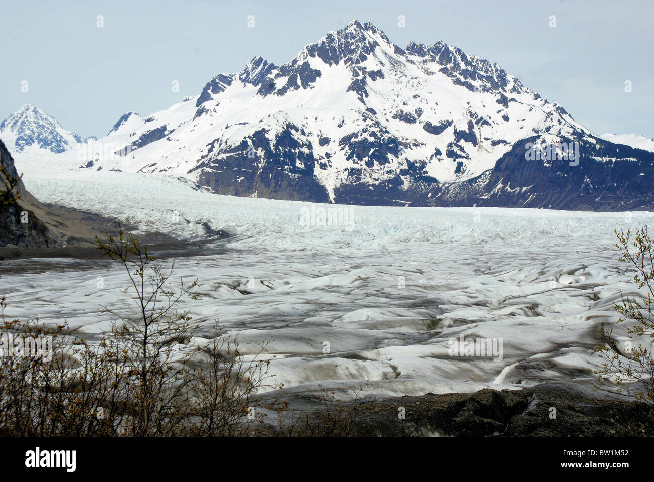 close up of sheraton glacier  Alaska with mountains in the back ground Stock Photo