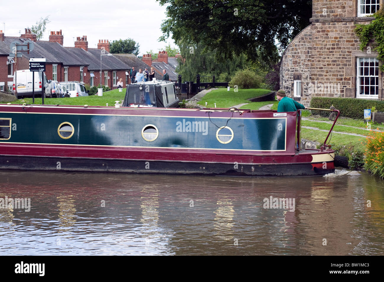Narrow boats at Marple Locks at the junction of The Peak Forest Canal
