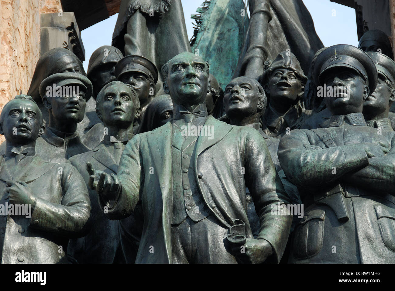 ISTANBUL, TURKEY. Detail on the Ataturk monument on Taksim Square. Stock Photo