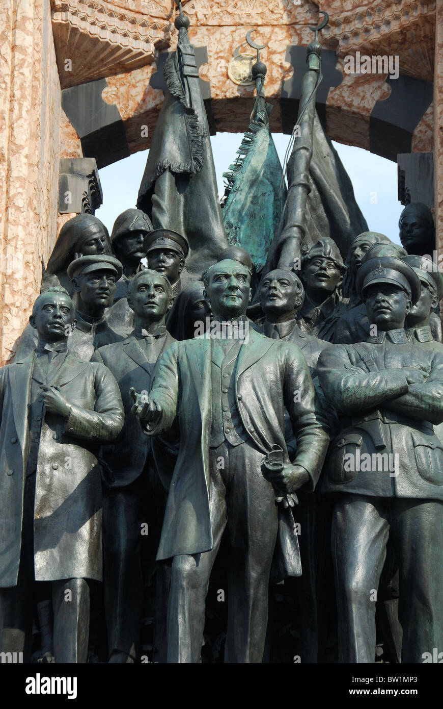 ISTANBUL, TURKEY. Detail on the Ataturk monument on Taksim Square. Stock Photo
