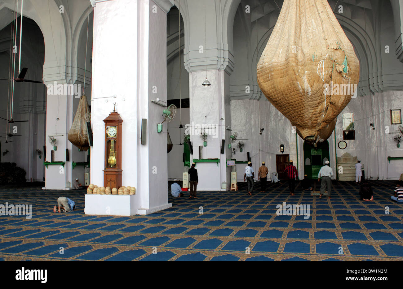 Landscape view of the interior of the Mecca Masjid showing one of the