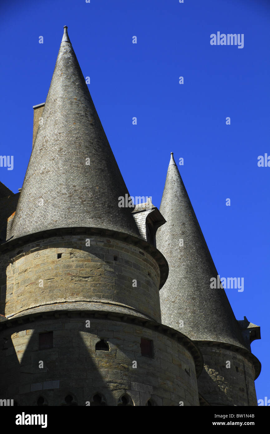 The ramparts and turrets of Château de Vitré, Ille-et-Vilaine, Brittany, France Stock Photo