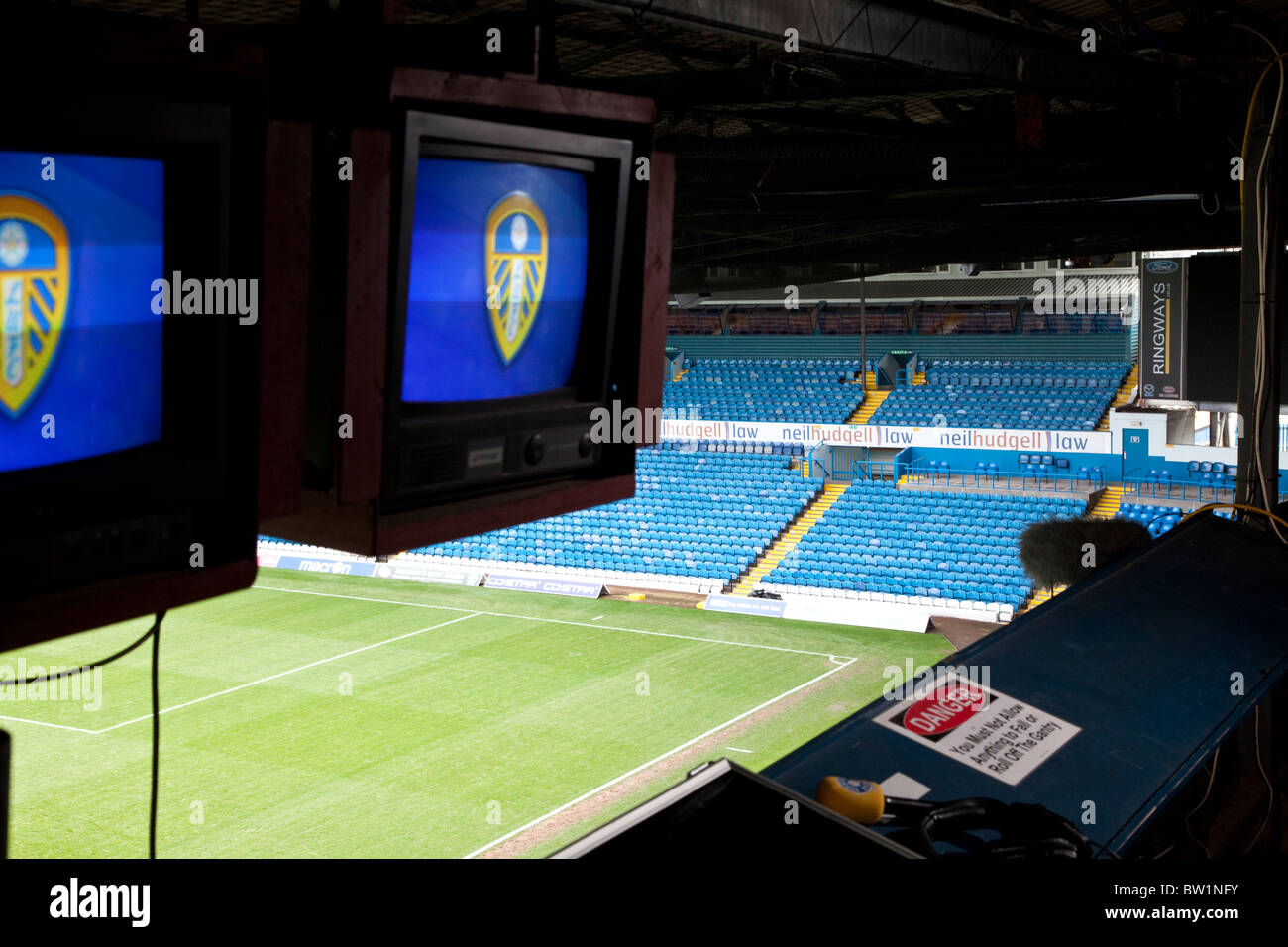 South Stand at Elland Road viewed from the TV & Radio gantry in the West Stand. Stock Photo