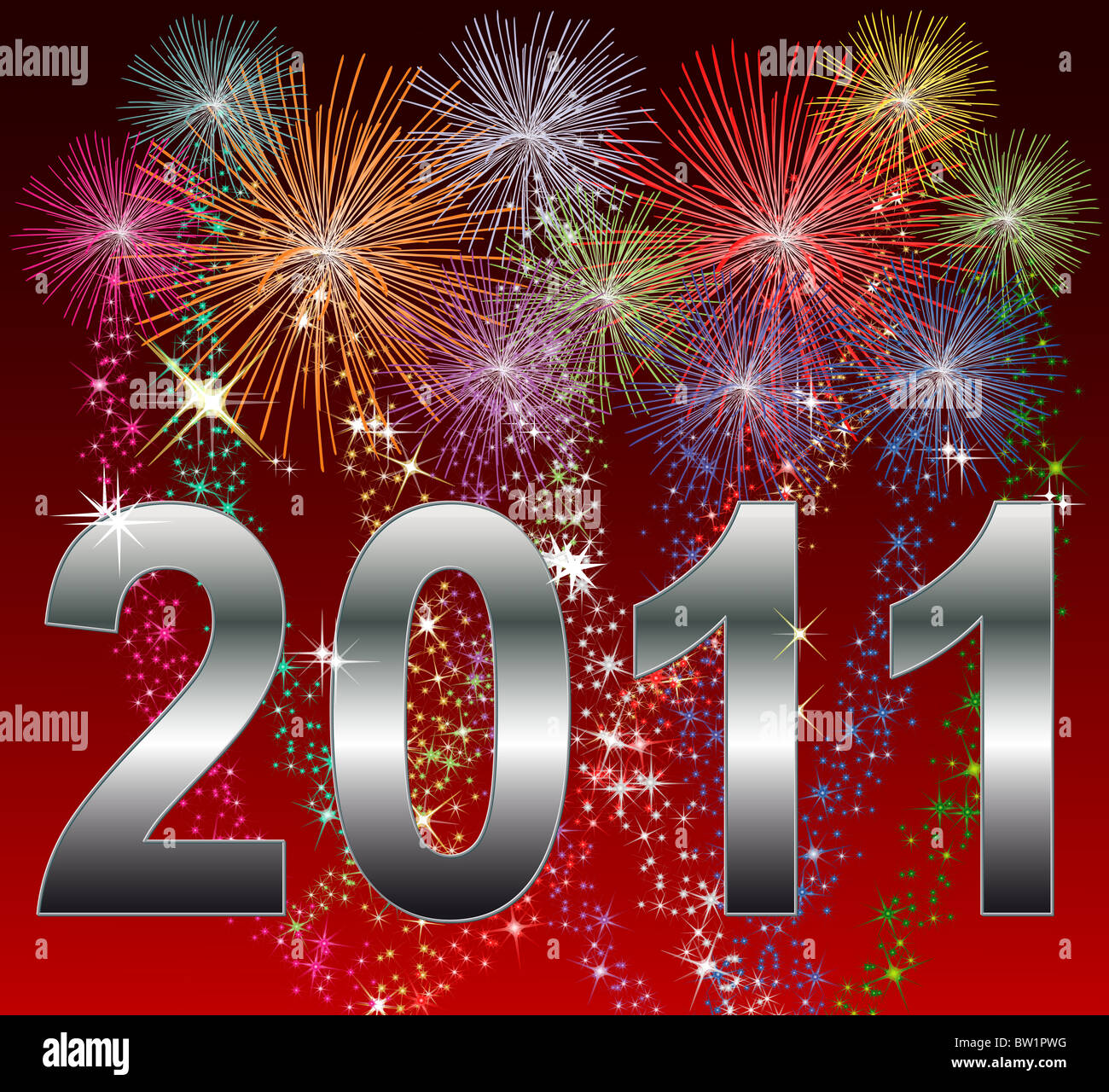 Illustration of a Happy New Year 2011 Background Stock Photo