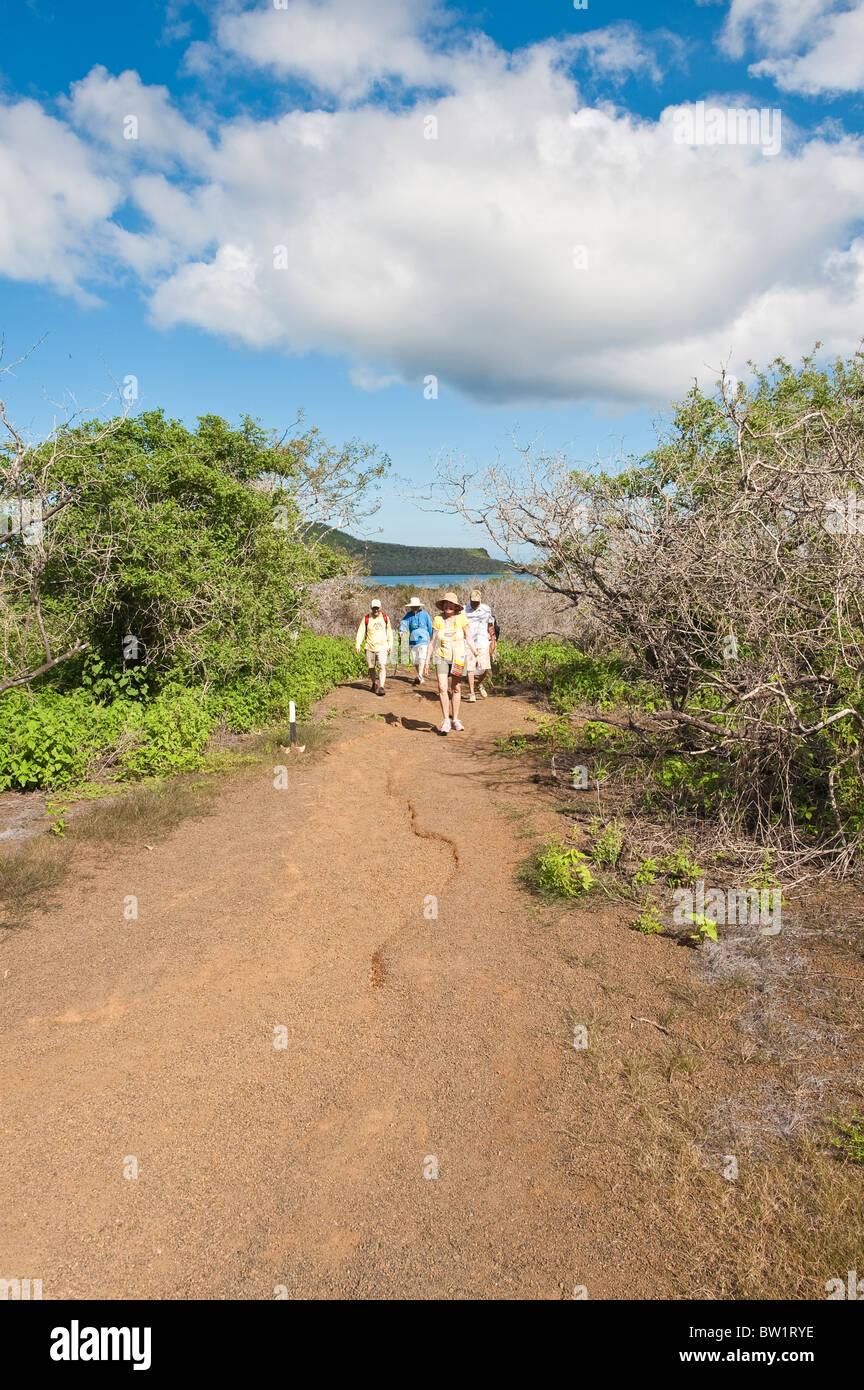 Galapagos Islands, Ecuador. Hiking, Post Office Bay, Isla Santa Maria or Floreana Island. Stock Photo