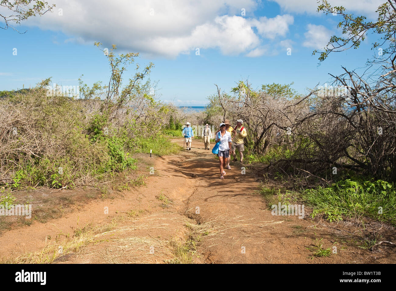 Galapagos Islands, Ecuador. Hiking, Post Office Bay, Isla Santa Maria or Floreana Island. Stock Photo