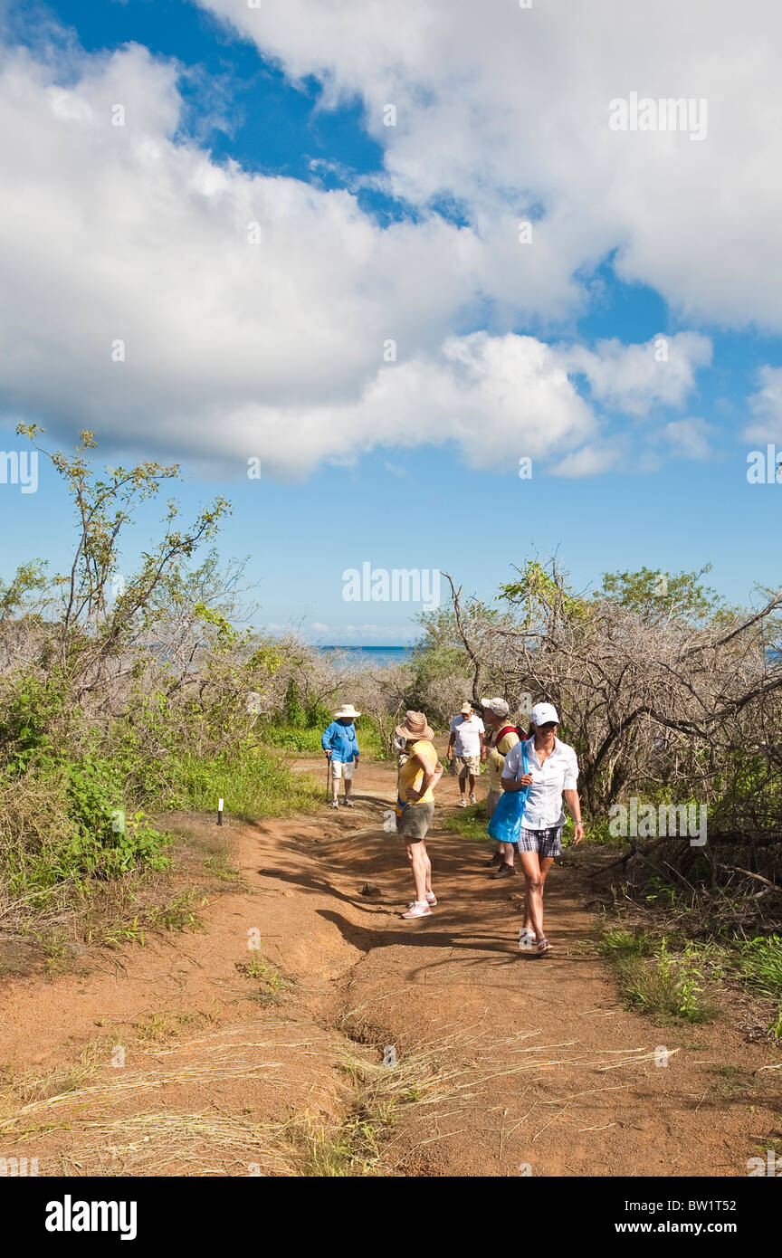 Galapagos Islands, Ecuador. Hiking, Post Office Bay, Isla Santa Maria or Floreana Island. Stock Photo