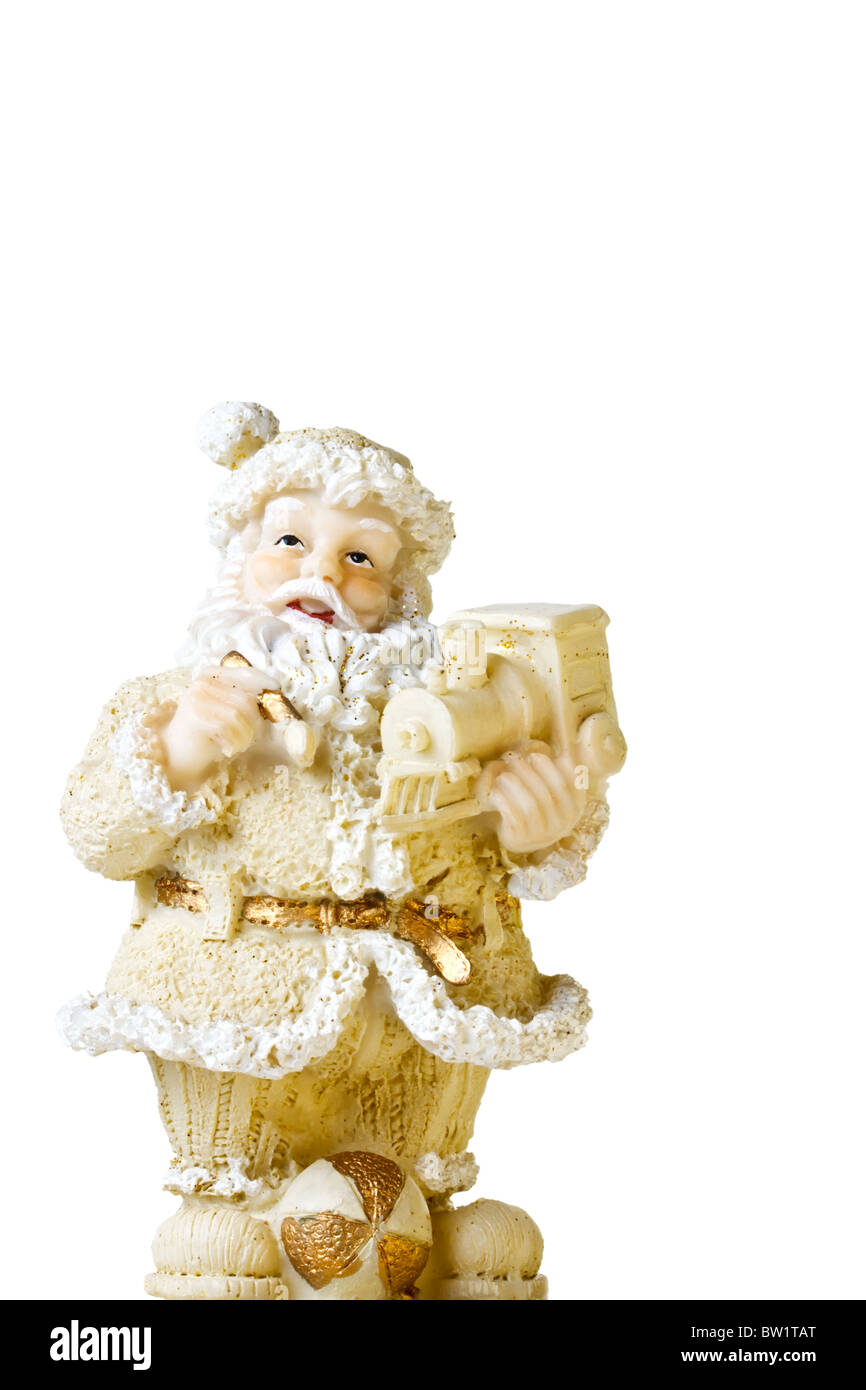 Santa Claus statuette with gifts isolated on white Stock Photo - Alamy