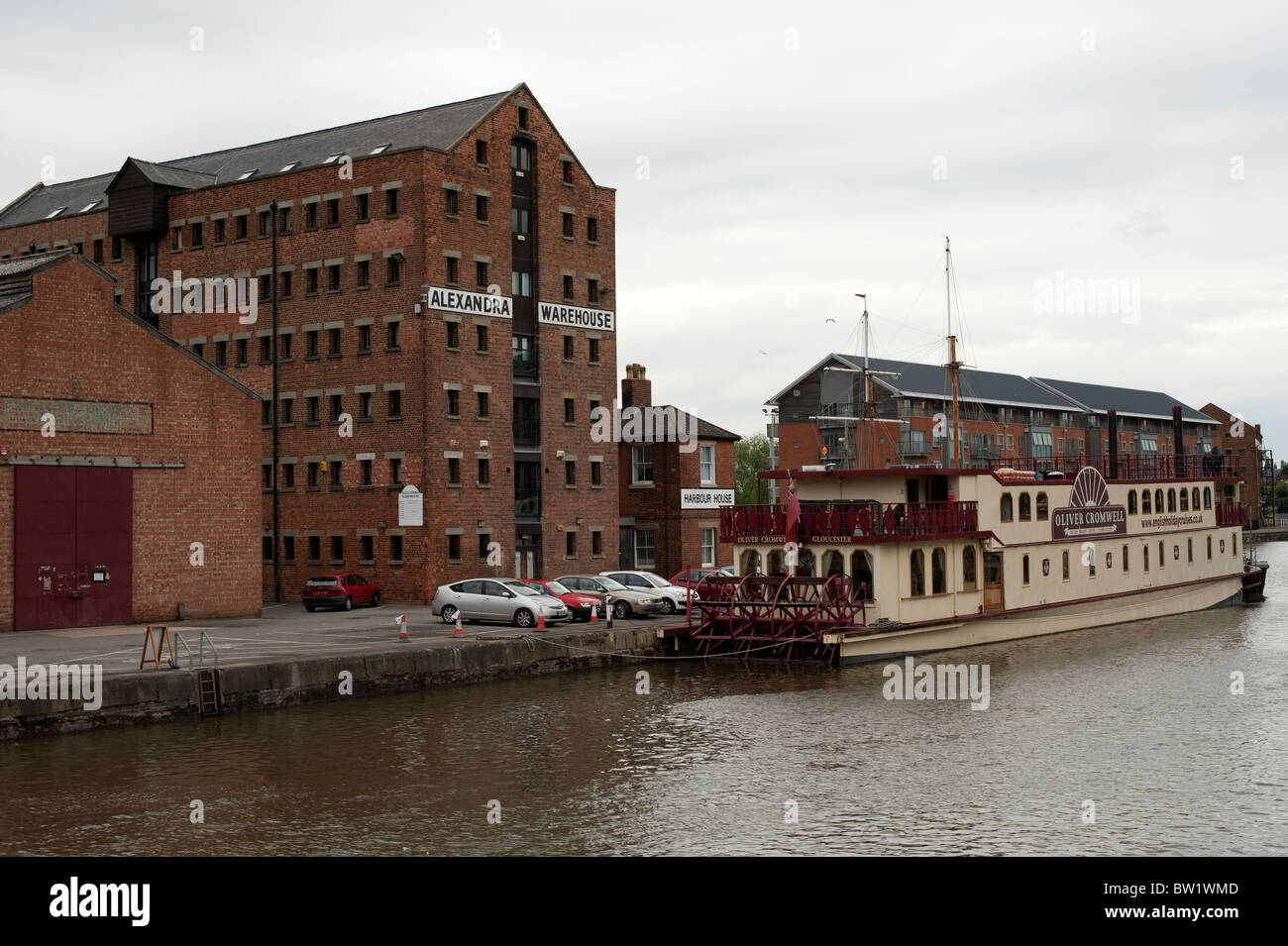 Paddle Steamer and Dockside Warehouses in Gloucester Stock Photo Alamy