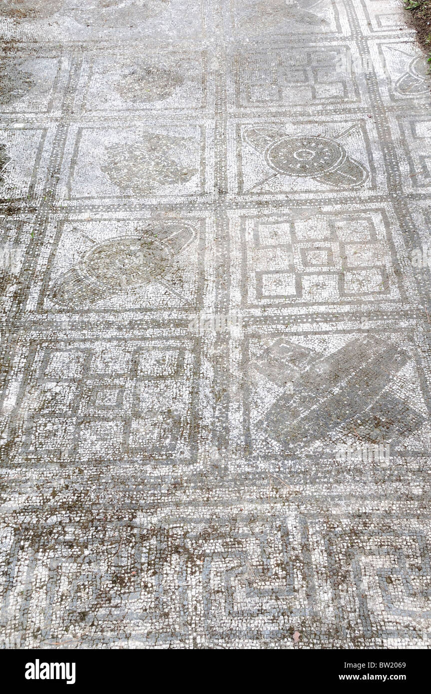 Geometric mosaics, Terme delle Province 1st Ceuntury baths, Ostia Antica Stock Photo