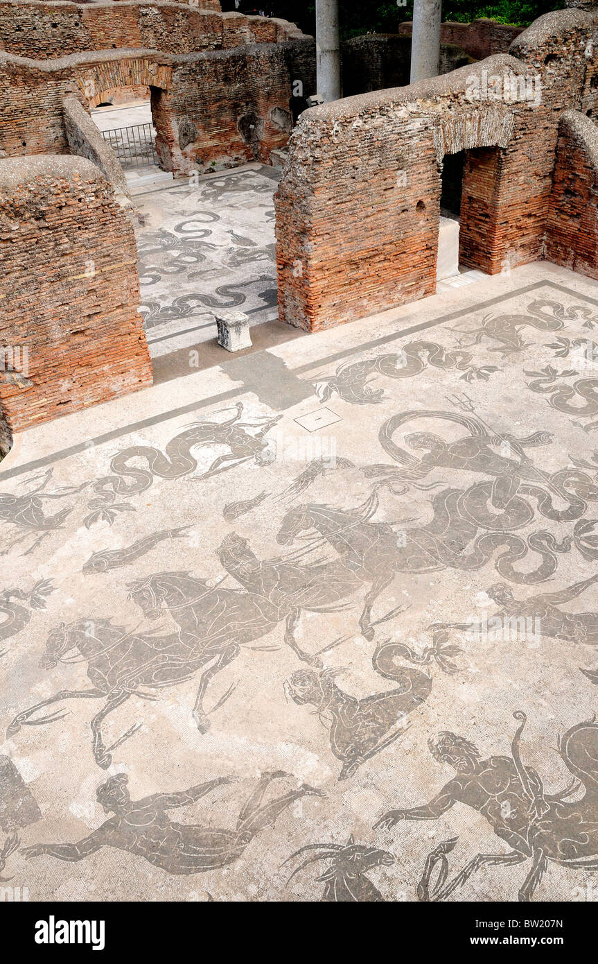 Mosaic detail, Gymnasium, Baths of Neptune, Ostia Antica Stock Photo
