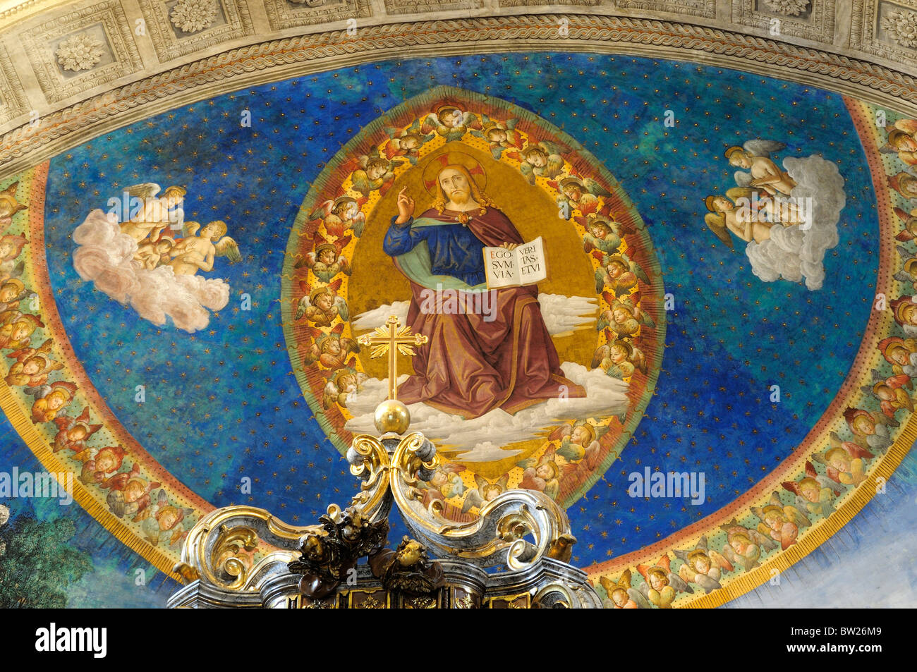 Apse freso detail by Antoniazzo Romano, Santa Croce in Gerusalemme church Stock Photo