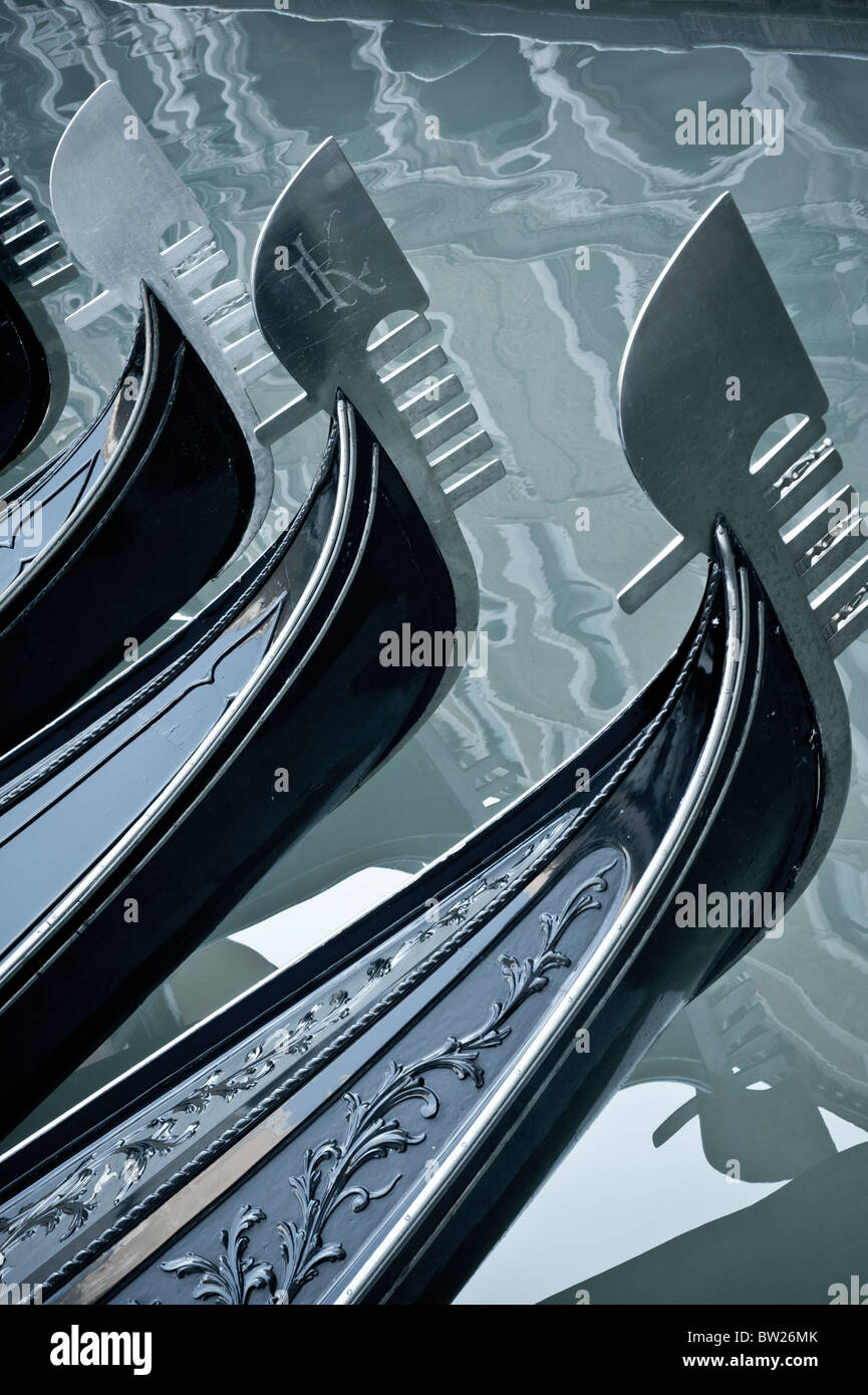 detail of gondolas on canal in Venice Italy Stock Photo