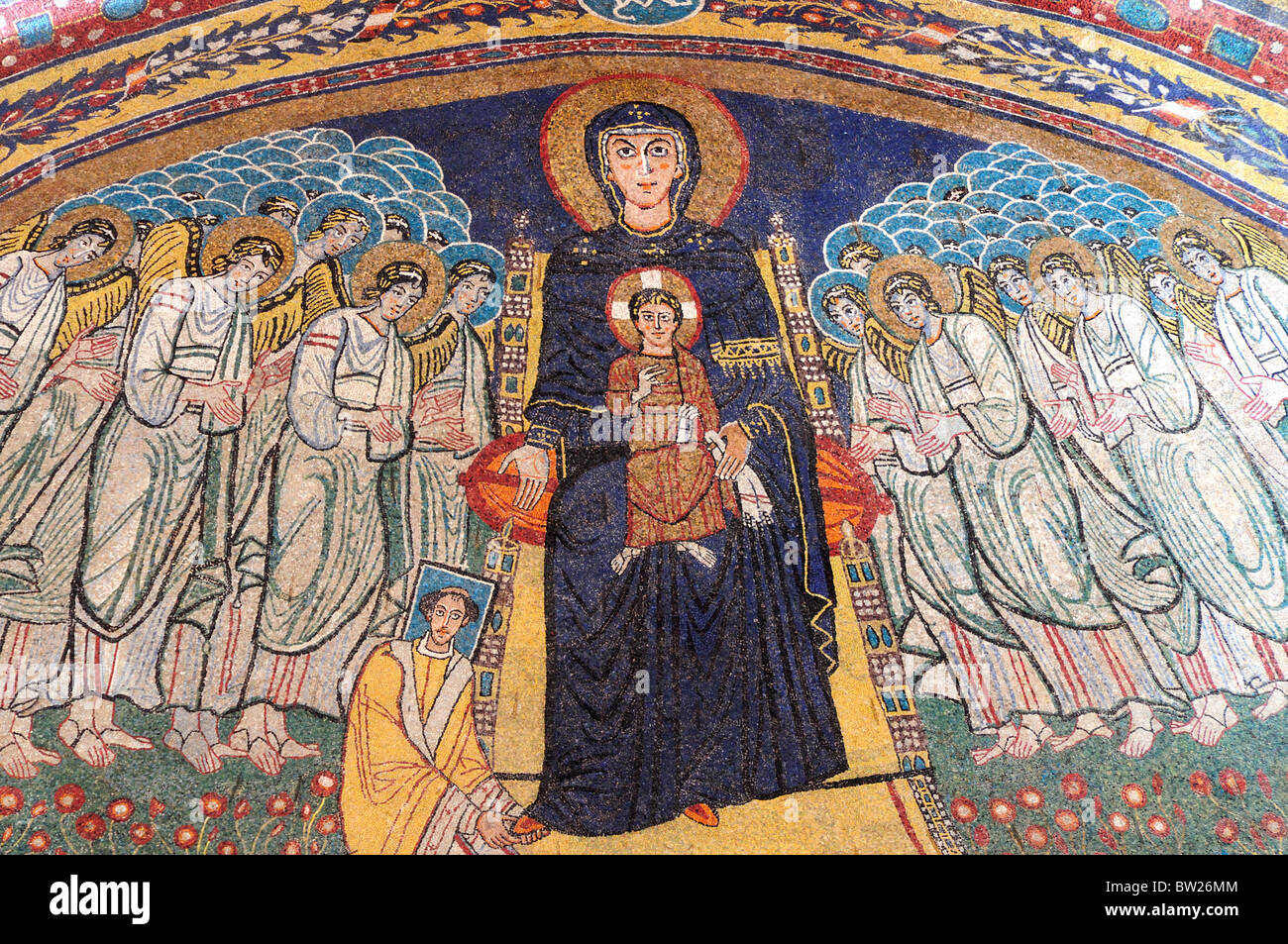 Byzantine apse mosaic, Santa Maria in Domnica church Stock Photo - Alamy