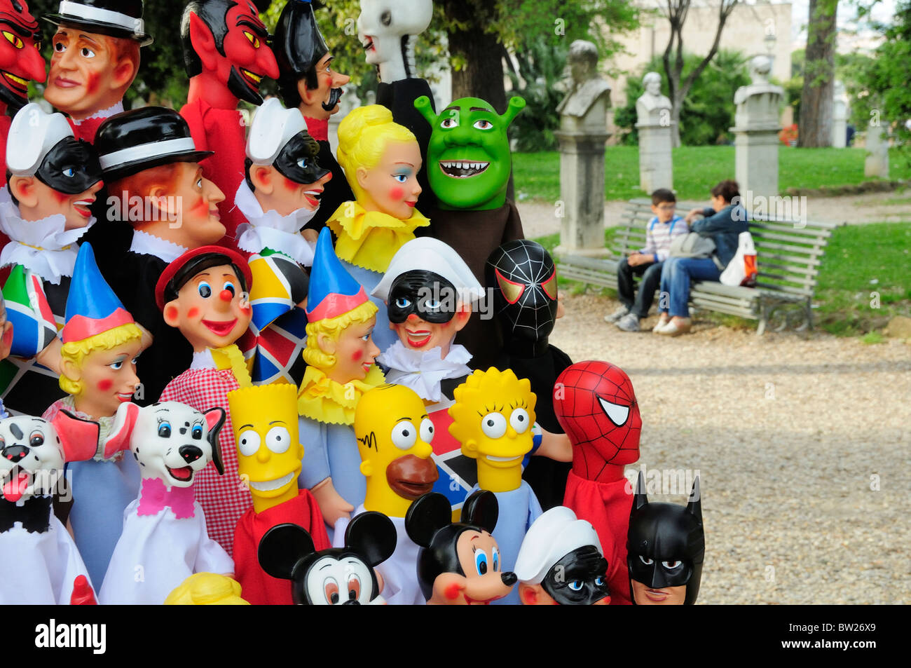 Puppets for sale, Gianicolo Hill Stock Photo