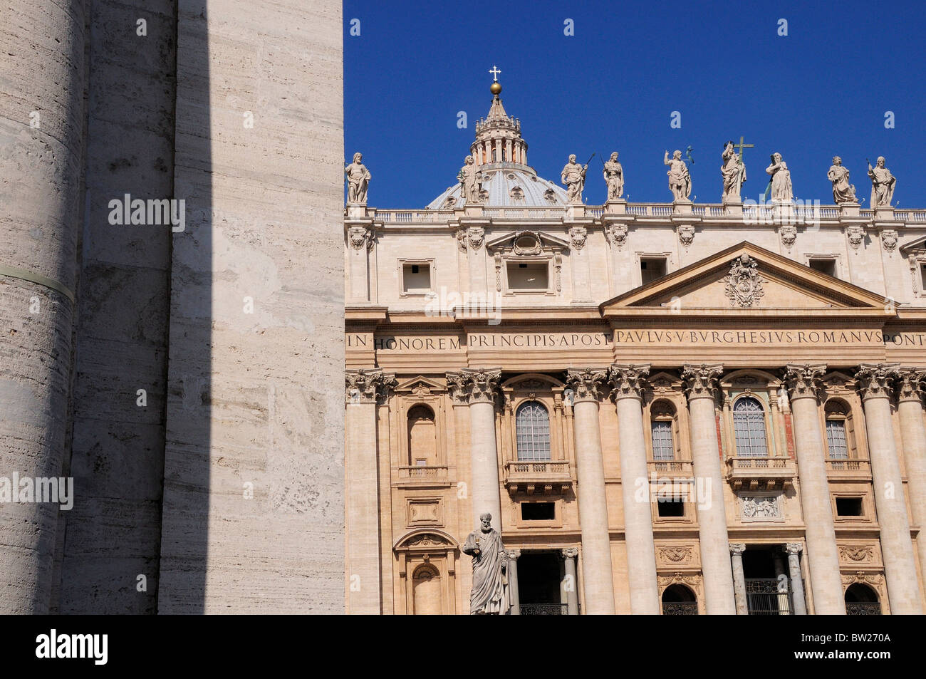 Column detail with St Peter's Basilica, Vatican City Stock Photo - Alamy