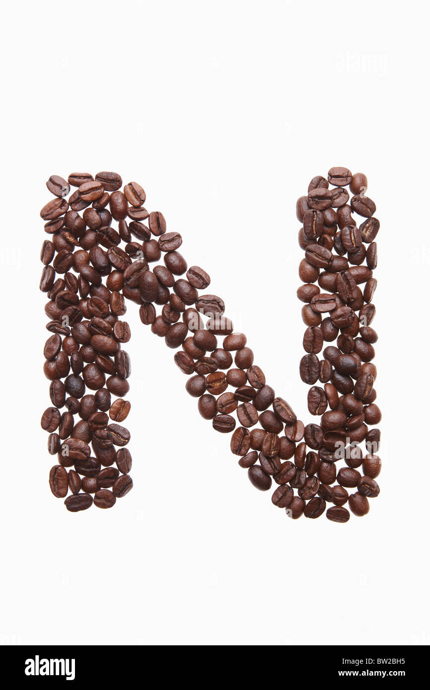 alphabet N roasted coffee beans Stock Photo