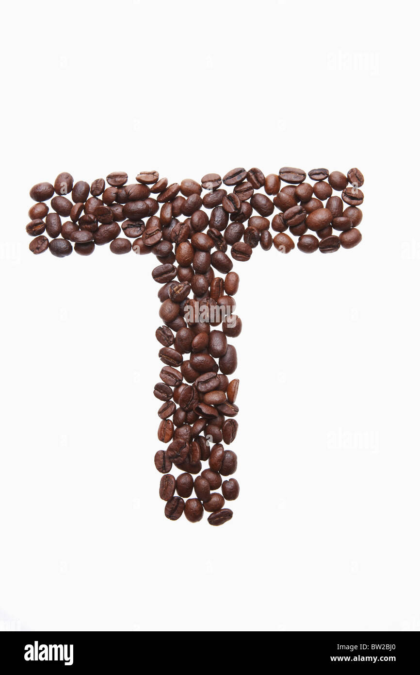alphabet T roasted coffee beans Stock Photo