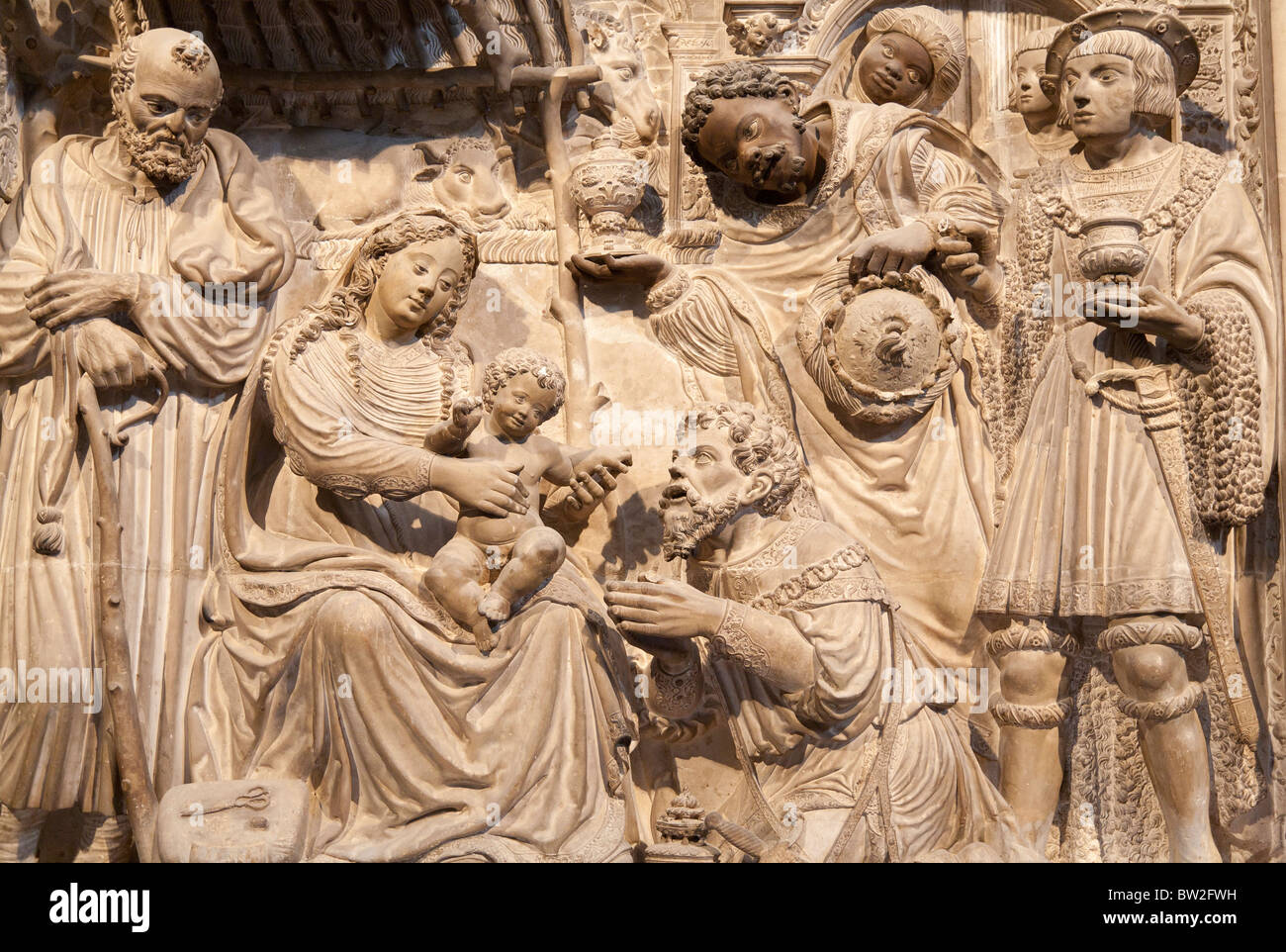 Nativity scene - Ávila Cathedral, Spain Stock Photo