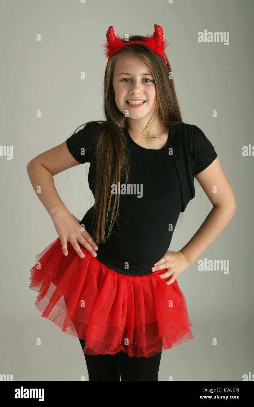 Teen girl halloween costume devil hi res stock photography and