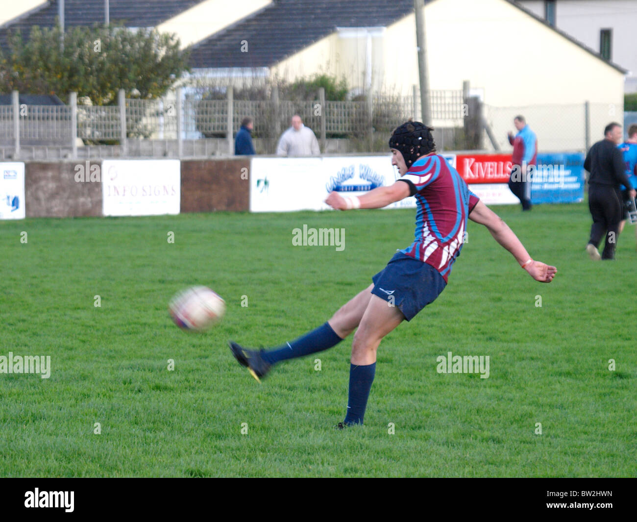 Conversion Kick, Amateur rugby match, Bude, Cornwall, UK Stock Photo
