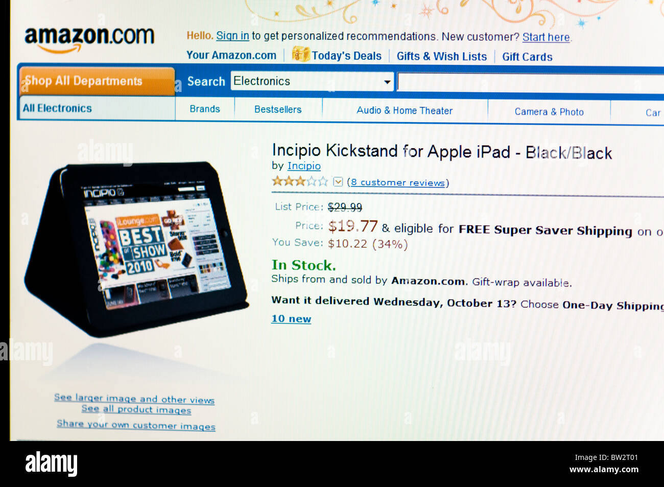 Amazon.com website screen shot with iPad Stock Photo - Alamy