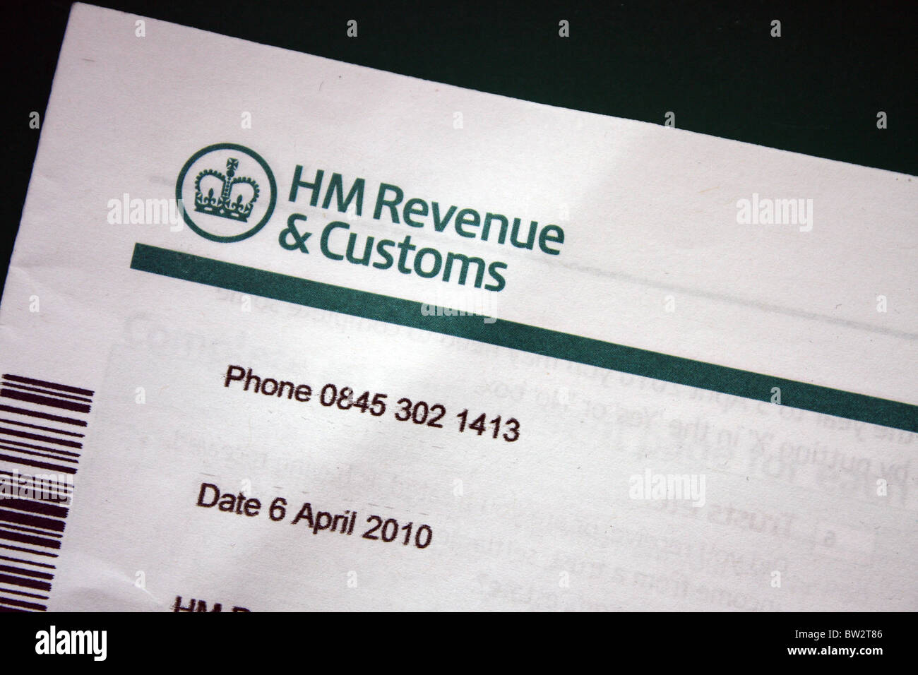 A UK HM Revenue and Customs tax return self assessment for the self