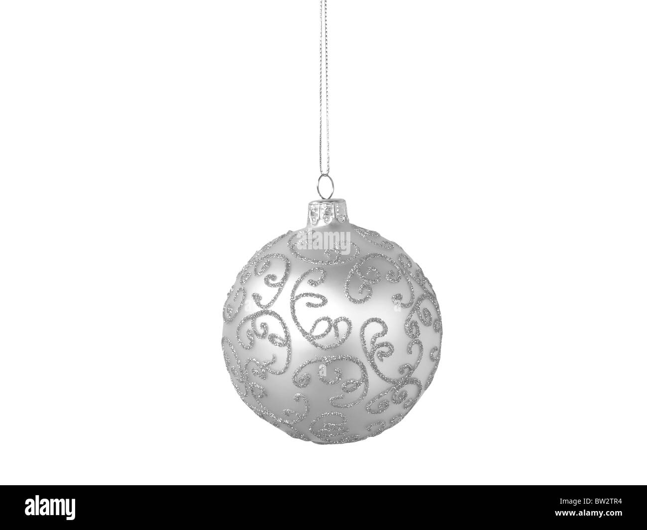 Silver Christmas ball isolated on white background Stock Photo - Alamy
