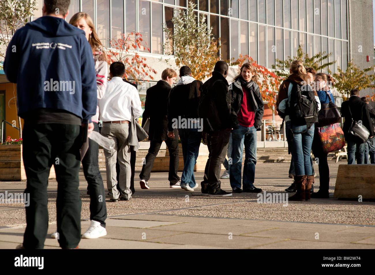 Students on the campus of Aberystwyth University Wales UK Stock Photo