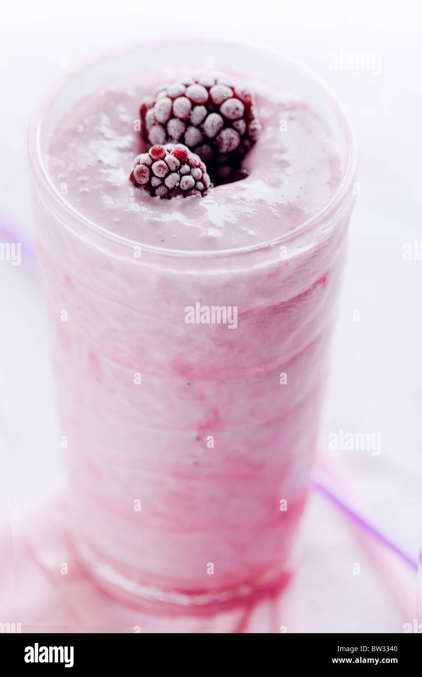 closeup of a yummi raspberry milk shake,smoothie Stock Photo
