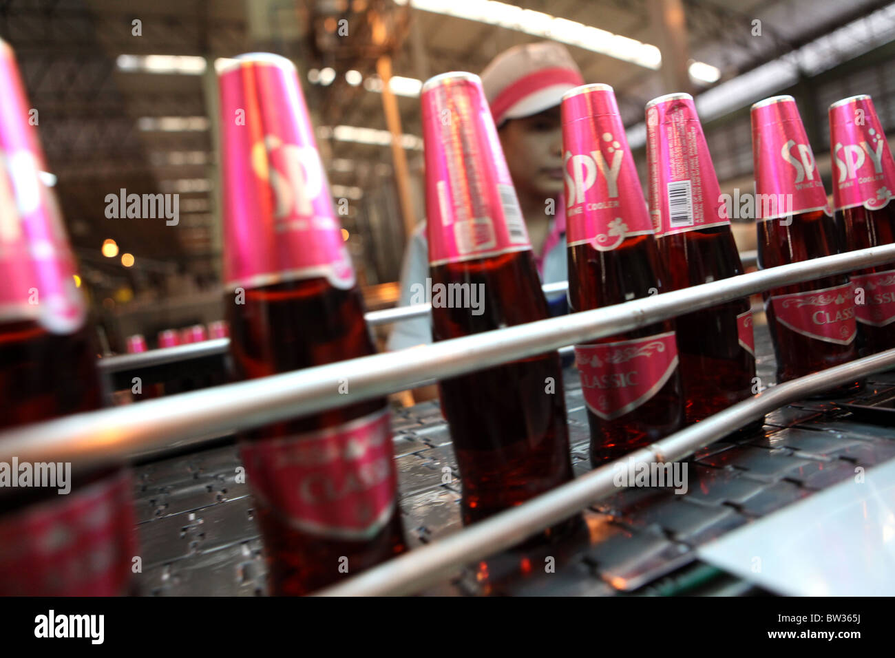 Bottles of Spy Wine Cooler at the Siam Winery and vineyards, located in