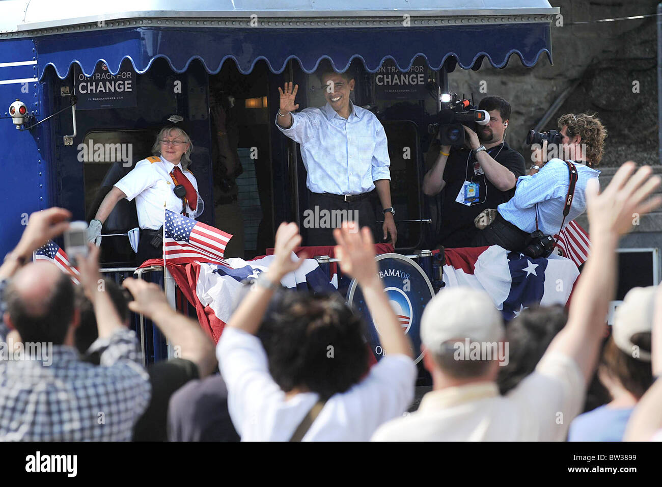Barack Obama Whistle Stop Tour in Pennsylvania Stock Photo Alamy