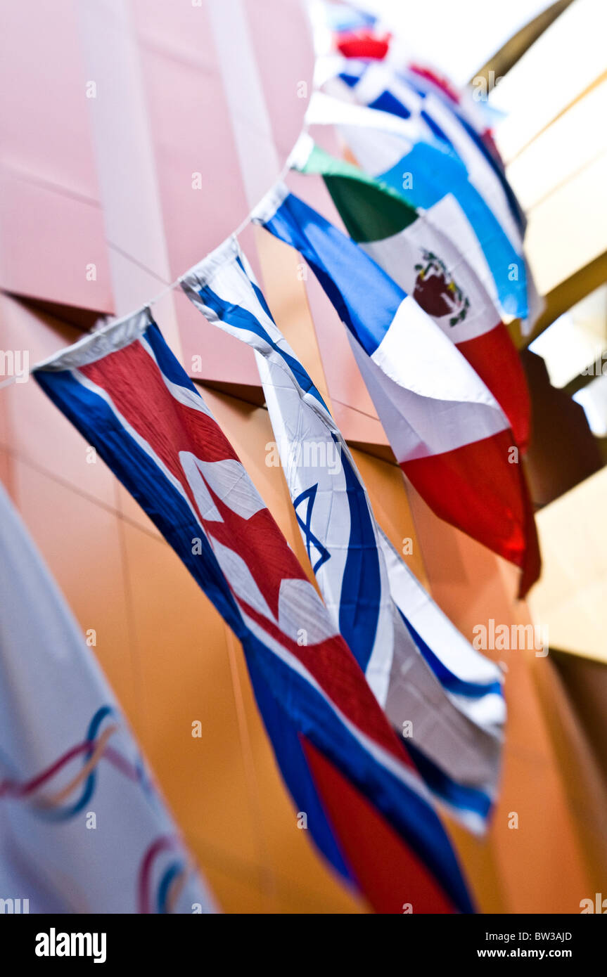 World flags decoration the streets for the world expo in Shanghai. Stock Photo
