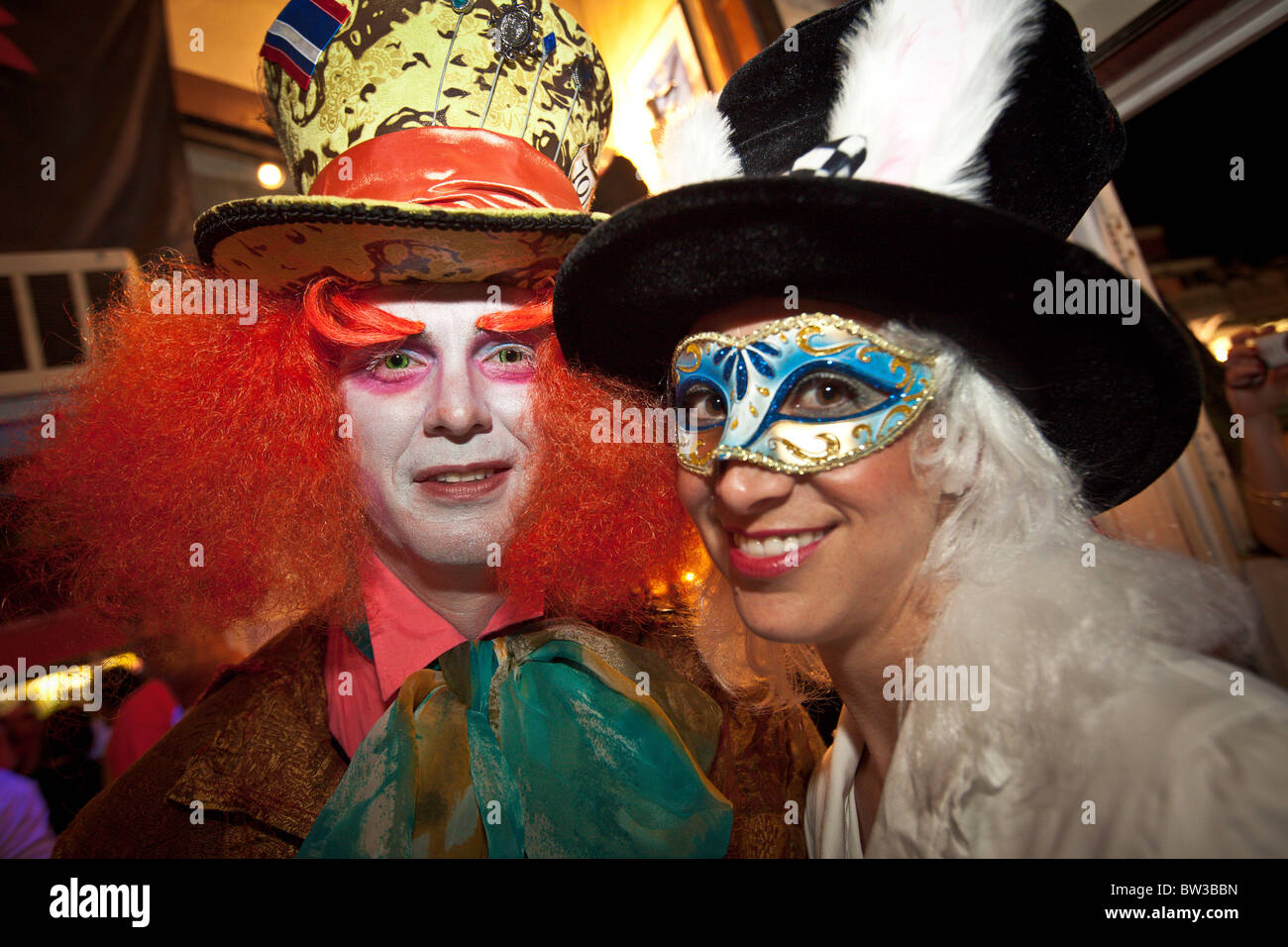 Costumed revelers during Fantasy Fest halloween parade in Key West