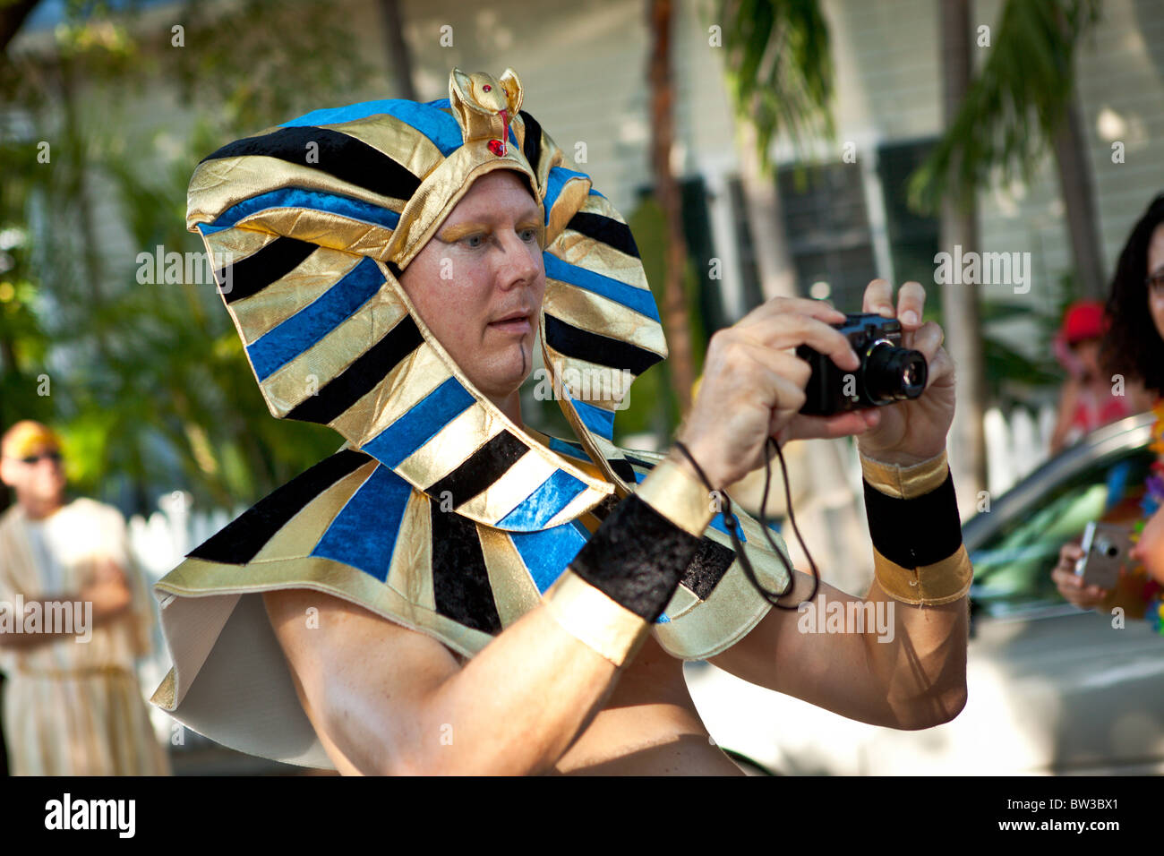 Costumed revelers during Fantasy Fest halloween parade in Key West
