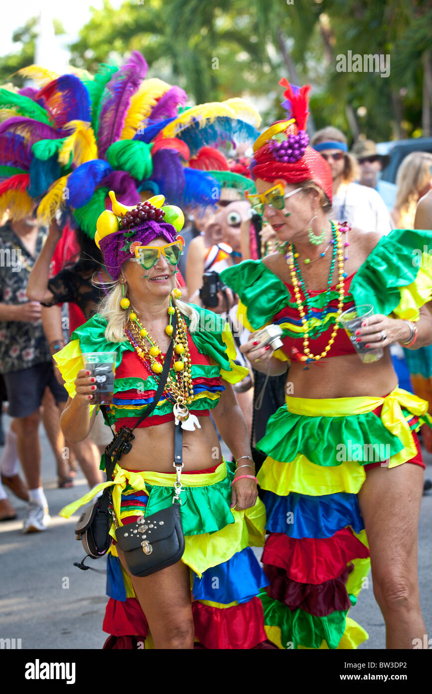 Costumed revelers during Fantasy Fest halloween parade in Key West Costumed revelers during Fantasy Fest halloween parade in Key West