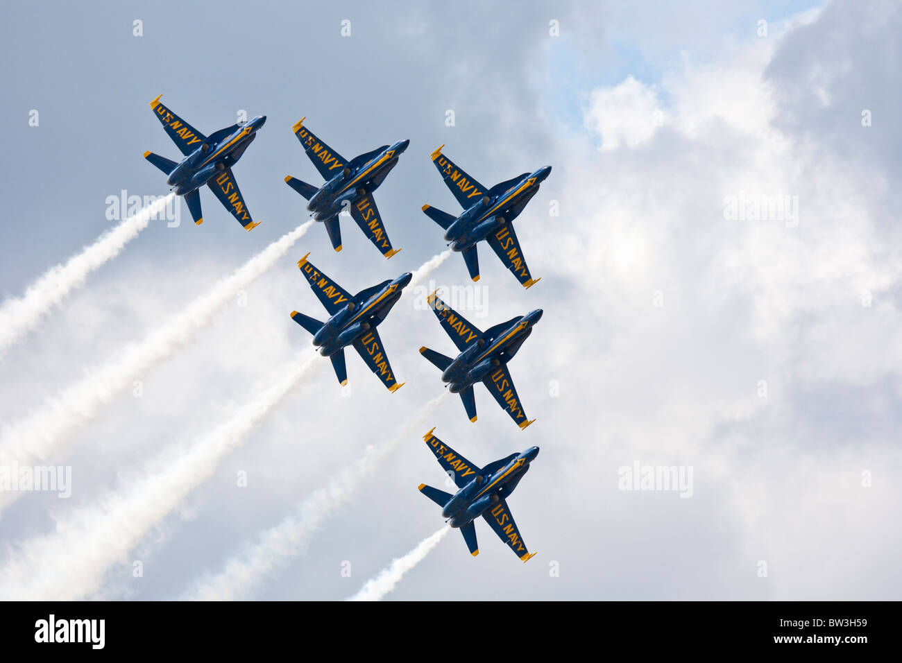 US Navy Flight Demonstration Squadron Blue Angels perform in air show at NAS Jacksonville, Florida Stock Photo